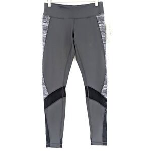 Zella Slim Fit Mesh Panel Leggings Medium Titanium Gray Studio Yoga Active NWT